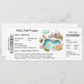 Ticket-Style Pool Party Invitation – Birthday Bash 招待状 (正面/裏面)