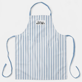 Ticking Stripe Vintage Farmhouse Blue エプロン