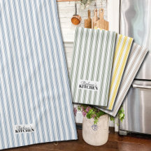 Ticking Stripe Vintage Farmhouse Blue