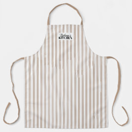 Ticking Stripe Vintage Farmhouse Mushroom Brown エプロン