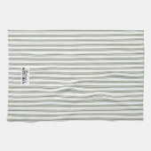 Ticking Stripe Vintage Farmhouse Sage キッチンタオル (横)