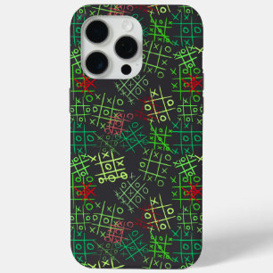 ticktoe pattern.GREEN.B2 DGrey BG iPhone 15 Pro Maxケース