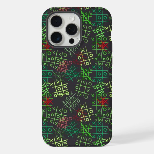 ticktoe pattern.GREEN.B2 DGrey BG iPhoneケース (裏面)