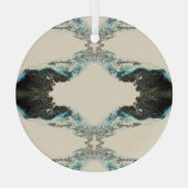 Tidal Echoes — 抽象的な流動インクパターン ガラスオーナメント (裏面)