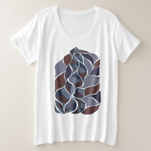 Tidal Echoes – Abstract Earth-Tone Art Tee | KRAAL プラスサイズTシャツ (デザイン正面)