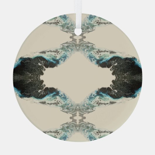 Tidal Echoes — Abstract Fluid Ink Pattern ガラスオーナメント (裏面)