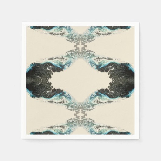 Tidal Echoes — Abstract Fluid Ink Pattern スタンダードカクテルナプキン (正面)