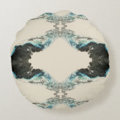 Tidal Echoes — Abstract Fluid Ink Pattern ラウンドクッション (裏面)
