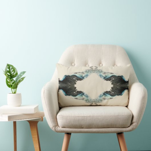 Tidal Echoes — Abstract Fluid Ink Pattern ランバークッション (椅子)