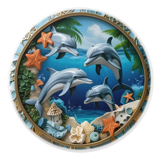 Tide Treasures Dolphins セラミックノブ (正面)