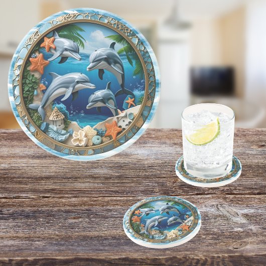 Tide Treasures Round Sandstone コースター