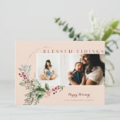 Tidings賛美 Water Color緑のリース写真 シーズンカード (スタンド正面)