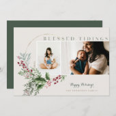 Tidings賛美 Water Color緑のリース写真 シーズンカード (正面/裏面)