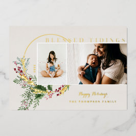 Tidings賛美 Water Color緑のリース写真 箔シーズンカード