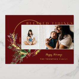 Tidings賛美 Water Color緑のリース写真 箔シーズンカード