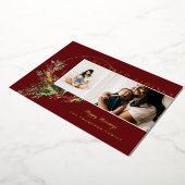 Tidings賛美 Water Color緑のリース写真 箔シーズンカード (回転した状態)