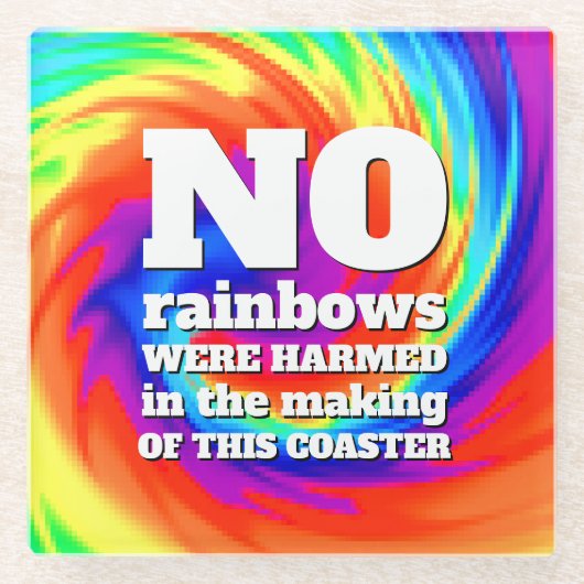 TieおもしろいDyeの虹が傷つけられた… ガラスコースター (正面)