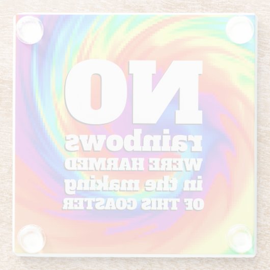 TieおもしろいDyeの虹が傷つけられた… ガラスコースター (裏面)