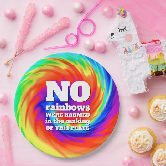 TieおもしろいDyeの虹が傷つけられた… ペーパープレート