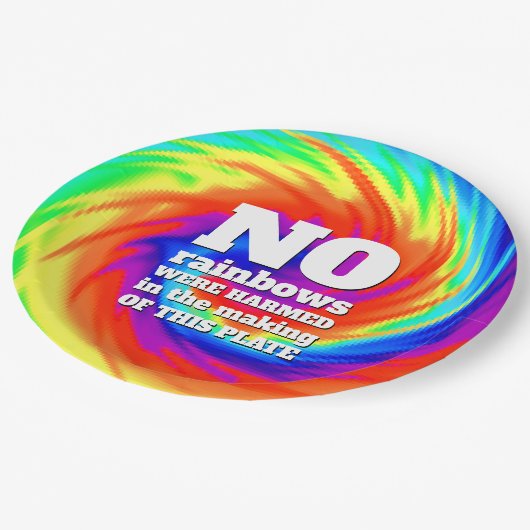 TieおもしろいDyeの虹が傷つけられた… ペーパープレート (アングル)