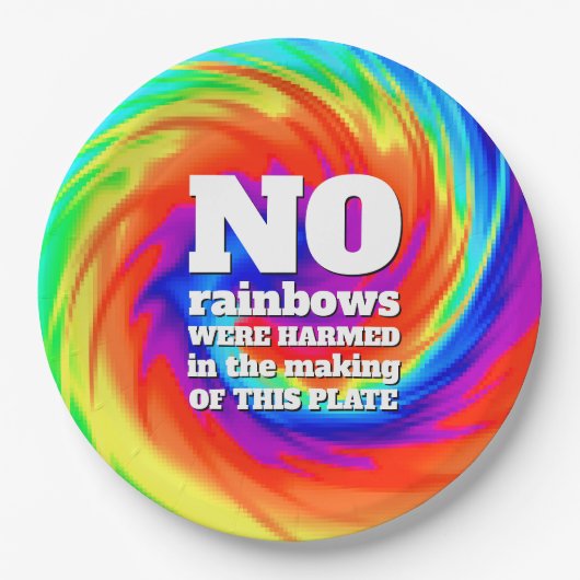 TieおもしろいDyeの虹が傷つけられた… ペーパープレート (正面)