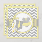 TieまたはTutu & Chevronプリントの性別表示パーティー 招待状 (正面/裏面)