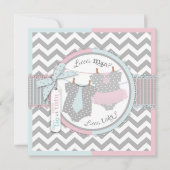 TieまたはTutu & Chevronプリント性別によるパーティーの表示 招待状 (正面)