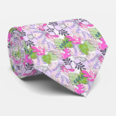 Tie : Abstract Leaves (white) ネクタイ (ロール)