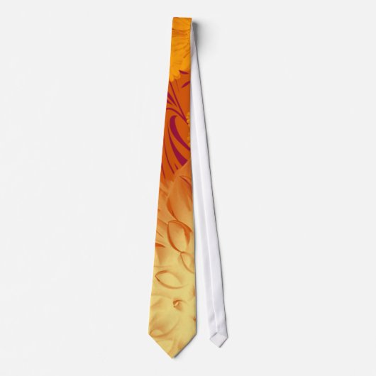 Tie, Beautiful Golden Yellow & Orange Floral Desig ネクタイ (正面)
