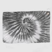 Tie-Dyeスパイラルスワール – 黒 ゴルフタオル (横)