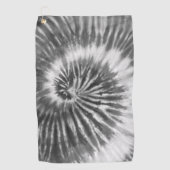 Tie-Dyeスパイラルスワール – 黒 ゴルフタオル (正面)
