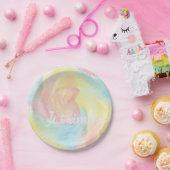 Tie-Dyeレトロパステルパインタリーウォーター色inラブ ペーパープレート (パーティー)