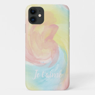 Tie-Dyeレトロパステルパインタリーウォーター色inラブ iPhone 11 ケース