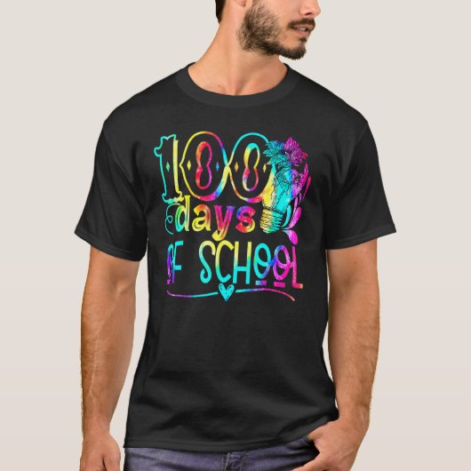 Tie Dye 100 Days Brighter Student Happy 100th Day  Tシャツ (正面)