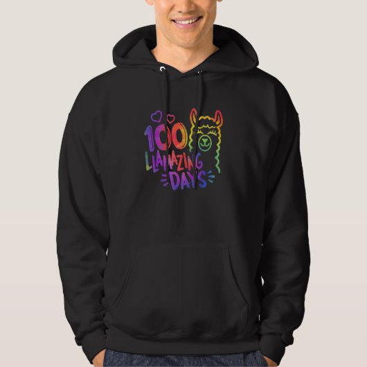 Tie Dye 100 Days of School Shirt Teachers 100 Llam パーカ (正面)