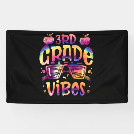 Tie dye 3rd grade vibe Teacher First Day of School 横断幕 (横)