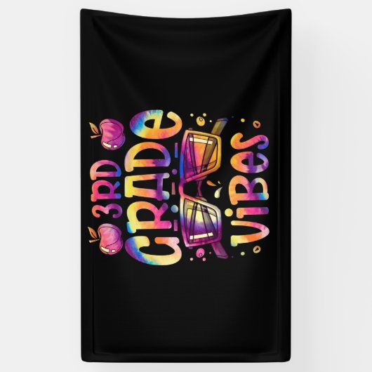 Tie dye 3rd grade vibe Teacher First Day of School 横断幕 (縦)