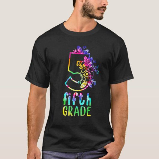 Tie Dye 5th Fifth Grade Back To School Team Teache Tシャツ (正面)
