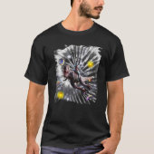 Tie Dye Alien Riding Rex Dinosaur Space Tシャツ (正面)