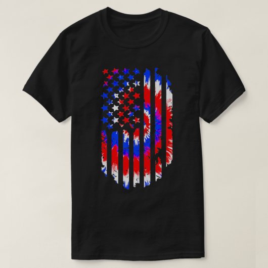 Tie Dye American Flag Patriotic Happy 4th Of July  Tシャツ (デザイン正面)