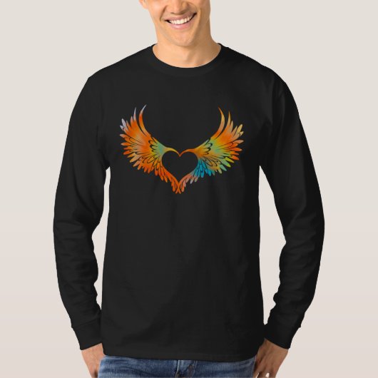 Tie Dye Angel Wings Heart Freedom Retro 60s 70s Wo Tシャツ (正面)