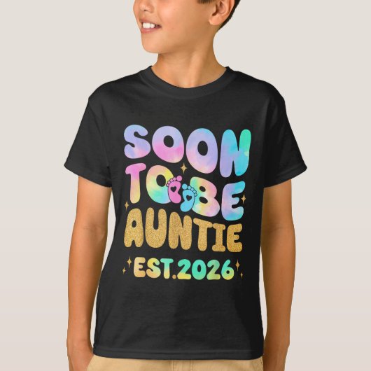 Tie Dye Auntie Promoted To Auntie 2026 Soon To Be  Tシャツ (正面)