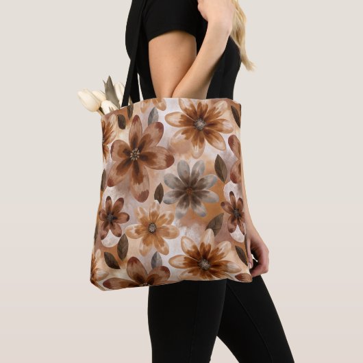 Tie Dye Autumn Floral トートバッグ (クローズアップ)