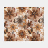 Tie Dye Autumn Floral フリースブランケット (正面(横))
