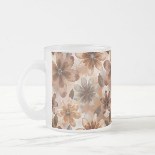 Tie Dye Autumn Floral フロストグラスマグカップ (左)