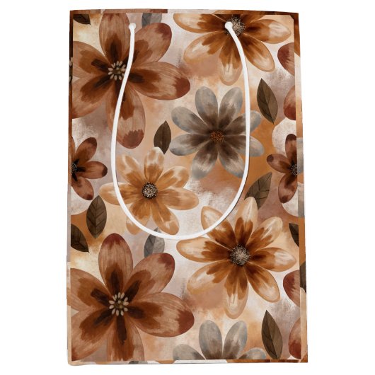 Tie Dye Autumn Floral ミディアムペーパーバッグ (正面)