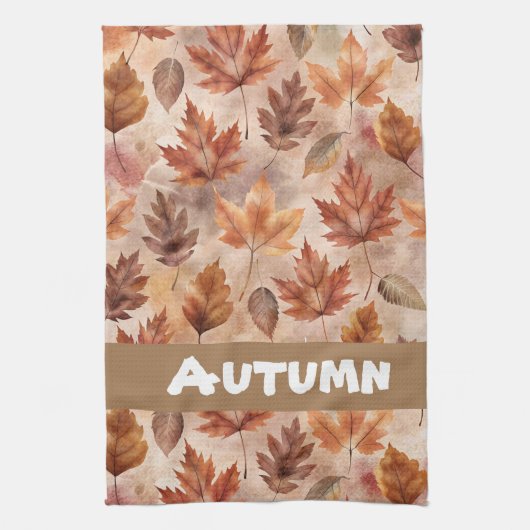 Tie Dye Autumn Leaves キッチンタオル (縦)