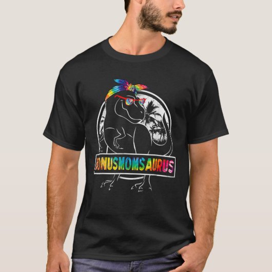 Tie Dye Bonusmomsaurus Bonus Mom Dinosaur Rex Moth Tシャツ (正面)