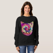 Tie Dye Cat Kitten Hippie スウェットシャツ (正面フル)
