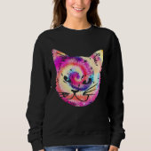 Tie Dye Cat Kitten  Hippie スウェットシャツ (正面)